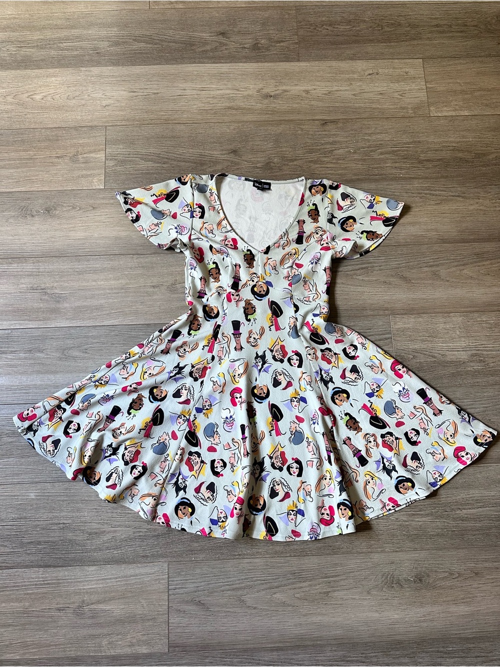 Disney Unique Vintage Disney Villains/Princess Graphic Fit & Flare Dress M EUC